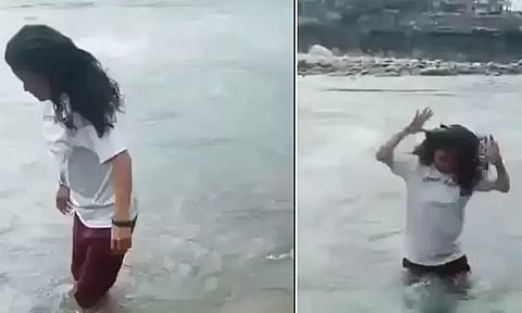 ரீல்ஸ் மோகம்...கங்கையில் அடித்து செல்லப்பட்ட பெண்; அம்மா... அம்மா... என கதறிய சிறுமி