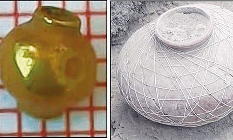 கொடும்பாளூர் அகழாய்வில் தங்கத்திலான குண்டுமணி கண்டெடுப்பு