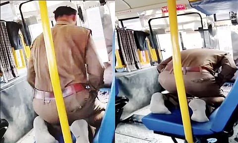 அரசு பஸ்சில் தொழுகையில் ஈடுபட்ட டிரைவர் - வைரல் வீடியோ