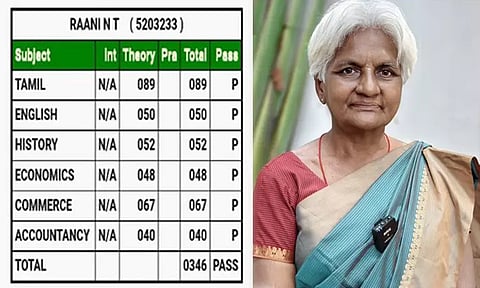70 வயதில் பிளஸ் 2 தேர்வு எழுதி வெற்றி பெற்ற மூதாட்டி