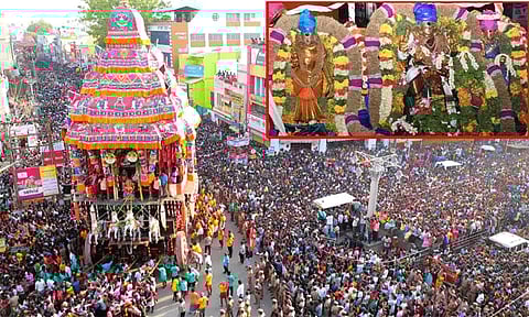 மதுரை மீனாட்சியம்மன் சித்திரை திருவிழா தேரோட்டம் கோலாகலம்... திரளான பக்தர்கள் பங்கேற்பு