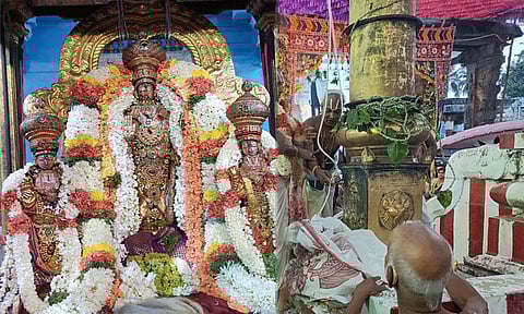 காஞ்சிபுரம் வரதராஜப் பெருமாள் கோவில் வைகாசி திருவிழா கொடியேற்றத்துடன் தொடங்கியது