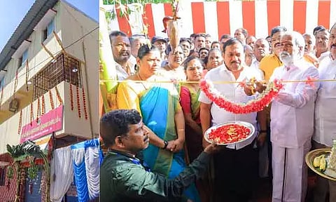 வியாசர்பாடி ரவீஸ்வரர் கோவில் சார்பில் கட்டப்பட்டுள்ள திருமண மண்டபம் - அமைச்சர் சேகர்பாபு திறந்து வைத்தார்