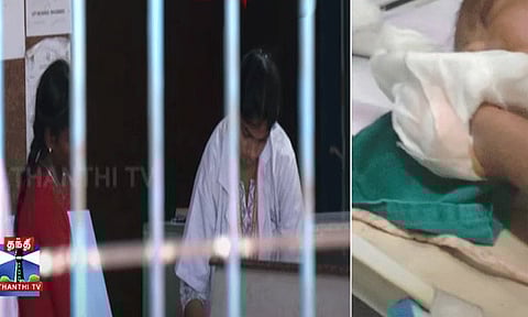 குழந்தையின் விரலை துண்டித்ததாக புகார் - செவிலியர் மீது நடவடிக்கை