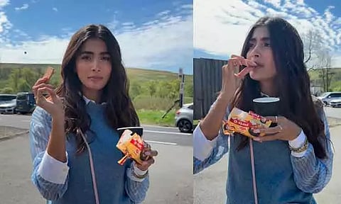 "ஒரு கப் டீ..பார்லேஜி" எனக்கு இது போதும்! வைரலாகும் பூஜா ஹெக்டே பதிவு