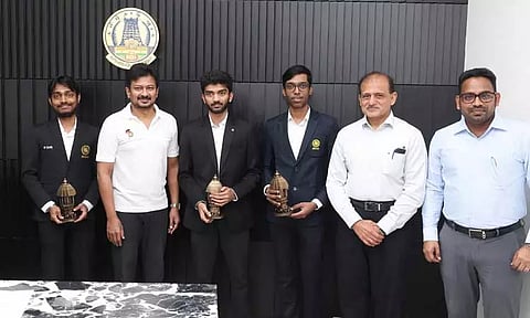 சர்வதேச செஸ் போட்டிகளில் வென்ற தமிழக வீரர்களுக்கு உதயநிதி ஸ்டாலின் வாழ்த்து