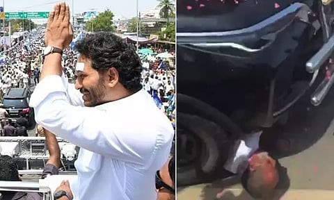 ஜெகன் மோகன் ரெட்டி காரில் சிக்கி தொண்டர் உயிரிழப்பு - வீடியோ வெளியாகி அதிர்ச்சி