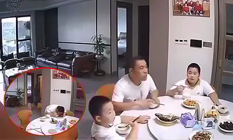 நிலநடுக்கம் ஏற்பட்டபோதும்... சிறுவனுக்கு உணவுதான் முக்கியம்; வைரலான வீடியோ