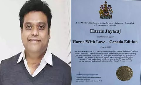 இசையமைப்பாளர் ஹாரிஸ் ஜெயராஜை கவுரவித்த கனடா