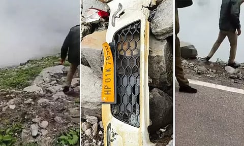 பள்ளத்தாக்கில் கார் கவிழ்ந்து விபத்து - 4 பேர் பலி