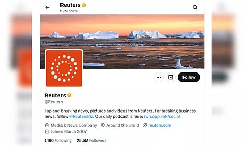 இந்தியாவில் முடங்கிய ராய்ட்டர்ஸ் எக்ஸ் வலைதள கணக்கு சீரானது