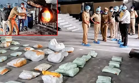 திருப்பூர்: பறிமுதல் செய்யப்பட்ட ரூ.1 கோடி மதிப்புள்ள 337 கிலோ கஞ்சா அழிப்பு