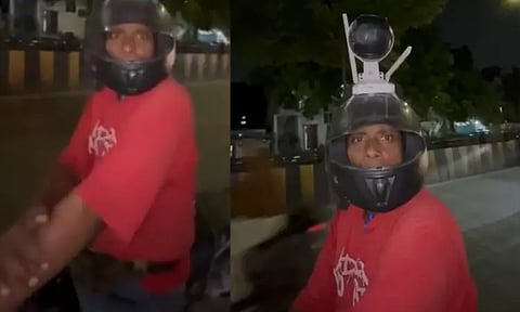 ஹெல்மெட்டில் கேமராவுடன் வலம் வரும் நபர்... வெளியான அதிர்ச்சி காரணம்