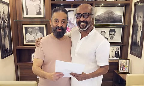 ரஜினிகாந்திடம் வாழ்த்து பெற்ற கமல்ஹாசன்