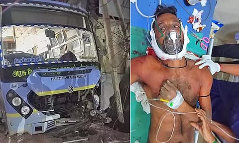 தூத்துக்குடி: ஓடும் பேருந்தில் நெஞ்சுவலியால் டிரைவர் உயிரிழப்பு- பேருந்து மோதி வடமாநில தொழிலாளி படுகாயம்