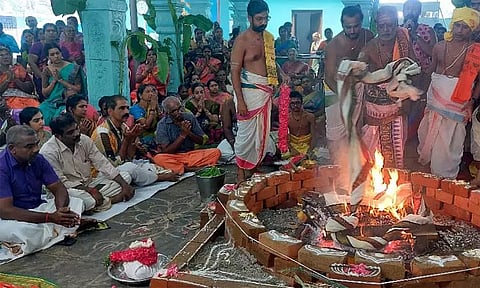 நாகர்கோவில் கள்ளியங்காடு சிவன் கோவிலில் ஏகாதச ருத்ர மஹா யாகம்