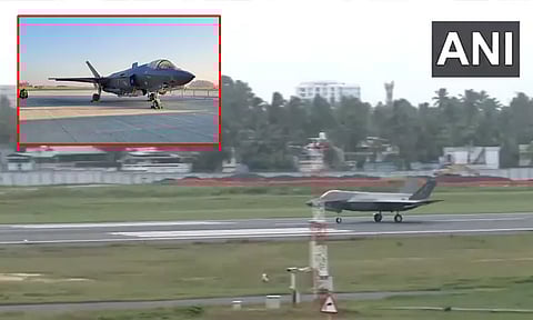 கேரளா: நீண்ட நாட்களுக்கு பின் புறப்பட்டு சென்ற இங்கிலாந்து போர் விமானம்