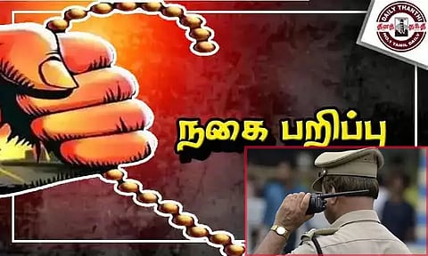 மூதாட்டியிடம் தங்க சங்கிலியை பறித்துவிட்டு ரெயிலில் தப்பிச்சென்ற திருடன்: துரத்திப்பிடித்த போலீசார்