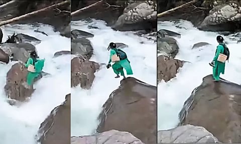 குழந்தைக்கு தடுப்பூசி செலுத்த.. உயிரை துச்சமாக எண்ணி கடமையாற்றிய நர்ஸ் - நெஞ்சை உறைய செய்யும் வீடியோ