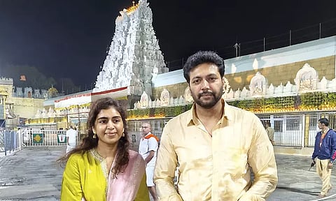 Actor Ravi Mohan had darshan at Tirupati with singer Kenisha