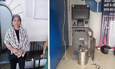 பள்ளி கட்டணம் செலுத்த பணம் இல்லாததால் ஏ.டி.எம். எந்திரத்தை உடைத்து திருட முயன்ற இளம்பெண்