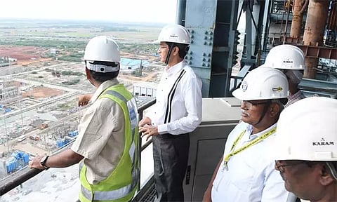 எண்ணூர் அனல்மின் நிலைய கட்டுமான பணி - மின்சார வாரிய தலைவர் ராதாகிருஷ்ணன் நேரில் ஆய்வு