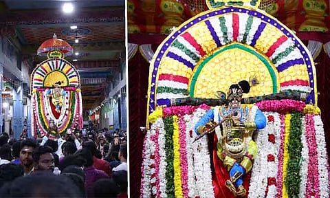 குலசேகரன்பட்டினம் தசரா: நவநீத கிருஷ்ணர் திருக்கோலத்தில் முத்தாரம்மன் வீதிஉலா