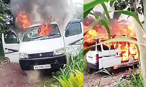 சொத்து தகராறில் கணவரின் புதிய காரை தீவைத்து எரித்த மனைவி