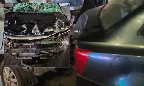 பெண் தோழியுடன் மது அருந்திவிட்டு காரை ஓட்டிய வாலிபர் - 3 வாகனங்கள் அடுத்தடுத்து மோதி விபத்து