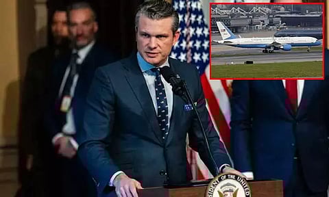 ரஷியாவை எச்சரித்த சில மணிநேரத்தில்... அமெரிக்க பாதுகாப்பு மந்திரியின் விமானம் இங்கிலாந்தில் அவசர தரையிறக்கம்