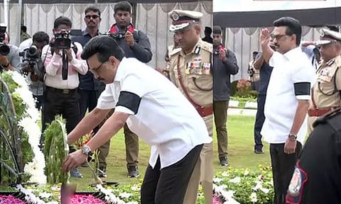 காவலர் நினைவு சின்னத்தில் முதல்-அமைச்சர் மு.க.ஸ்டாலின் மரியாதை