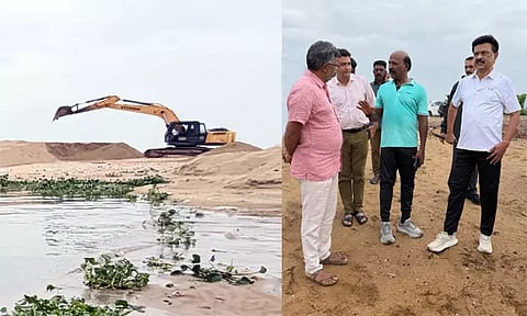 சென்னை அடையாறு முகத்துவாரத்தில் முதல்-அமைச்சர் மு.க.ஸ்டாலின் ஆய்வு