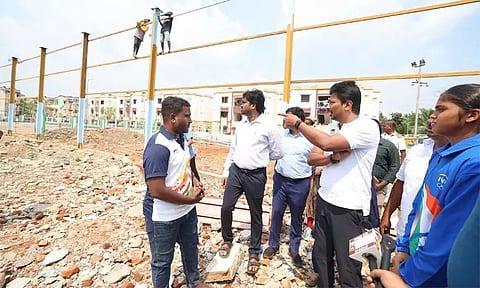 ரூ.75 லட்சம் மதிப்பீட்டில் கபடி உள்விளையாட்டு அரங்க பணிகள் - உதயநிதி ஸ்டாலின் நேரில் ஆய்வு