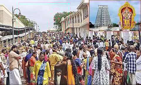 விடுமுறை தினம்: திருச்செந்தூர் கோவிலில் 5 மணி நேரம் காத்திருந்து பக்தர்கள் தரிசனம்