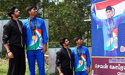 கபடி வீரர் அபினேசுக்கு நடிகர் துருவ் விக்ரம் நேரில் வாழ்த்து!