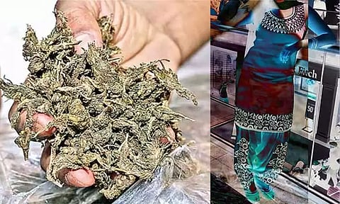 சுடிதாரில் கஞ்சா மறைத்து வைத்திருந்த இளம்பெண் கைது