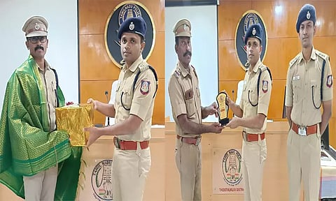 சிறப்பாக பணியாற்றிய டி.எஸ்.பி., 10 போலீஸ் இன்ஸ்பெக்டர்களுக்கு எஸ்.பி. ஆல்பர்ட் ஜான் பாராட்டு