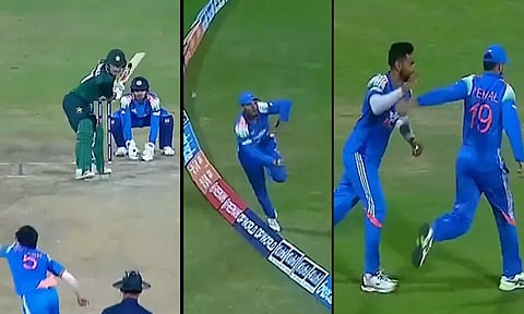 பாக்.வீரர் அடித்த பந்து... அற்புதமாக கேட்ச் பிடித்த இந்திய வீரர்கள்.. நாட் அவுட் கொடுத்த நடுவர்