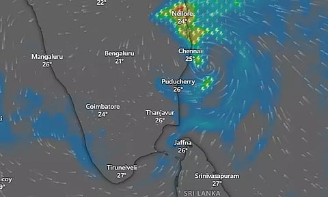 சென்னைக்கு 40 கி.மீ. தொலைவில் நிலவும் காற்றழுத்த தாழ்வு மண்டலம்