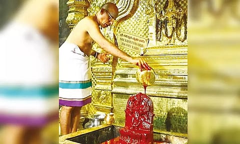 ஸ்ரீகாளஹஸ்தி சிவன் கோவிலில் சனீஸ்வரருக்கு சிறப்பு அபிஷேகம்
