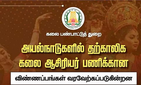 வெளிநாட்டில் வேலை பார்க்க ஆசையா?.. மாதம் ரூ1.25 லட்சம் சம்பளம்- கலை ஆசிரியர்களுக்கு வாய்ப்பு
