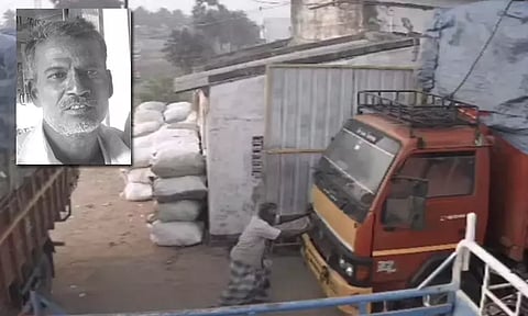 திடீரென தானாக நகர்ந்த லாரி.. தடுக்க சென்ற தொழிலாளி உடல் நசுங்கி பலி - அதிர்ச்சி வீடியோ