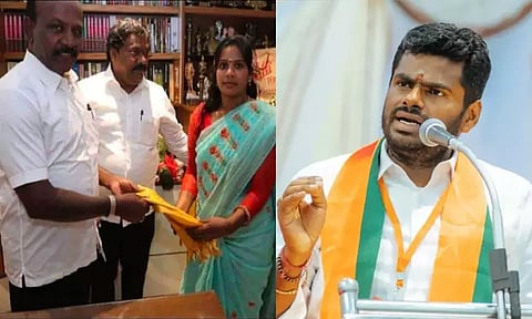 பெண் கஞ்சா வியாபாரியுடன் மா. சுப்பிரமணியன் புகைப்படம் - அண்ணாமலை விமர்சனம்