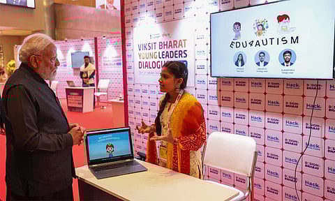 தேசிய இளையோர் திருவிழா நிறைவு நாள் நிகழ்ச்சி: தமிழக மாணவியுடன் உரையாடிய பிரதமர் மோடி