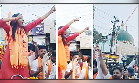 தர்கா மீது அம்பு எய்வது போல் சைகை காட்டிய பெண் மீது வழக்குப்பதிவு