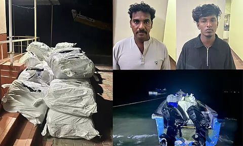 இலங்கைக்கு கடத்த முயன்ற ரூ.50 லட்சம் மதிப்புள்ள பீடி இலைகள், படகுடன் பறிமுதல்: 2 பேர் கைது