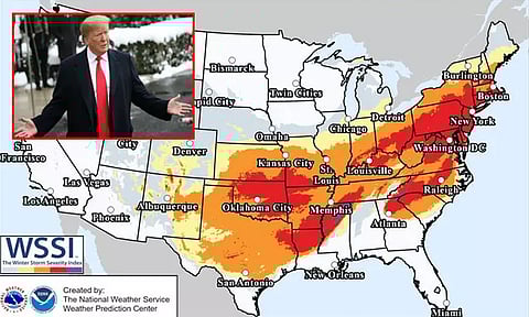 3-ல் 2 பங்கு அமெரிக்க மக்களை தாக்க உள்ள பனிப்புயல்; டிரம்ப் எச்சரிக்கை