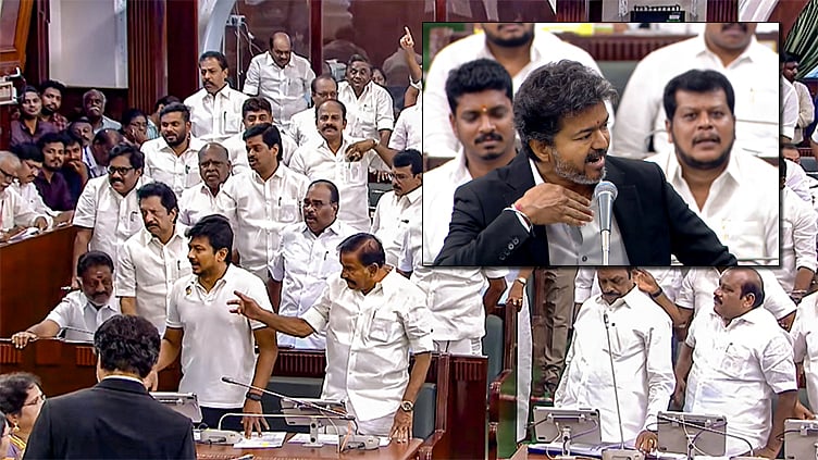 அனல் பறந்த சட்டமன்றம்... தி.மு.க. எம்.எல்.ஏ.க்கள் அமளி - பதிலுரையை நிறைவு செய்தார் முதல்-அமைச்சர் விஜய்