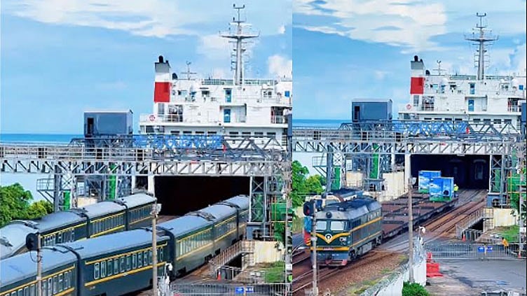 சீனாவில் முழு ரெயிலையும் கப்பலில் ஏற்றும் அதிசயம்?