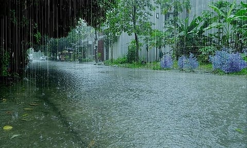 A BSS file photo of heavy rain on a Dhaka street